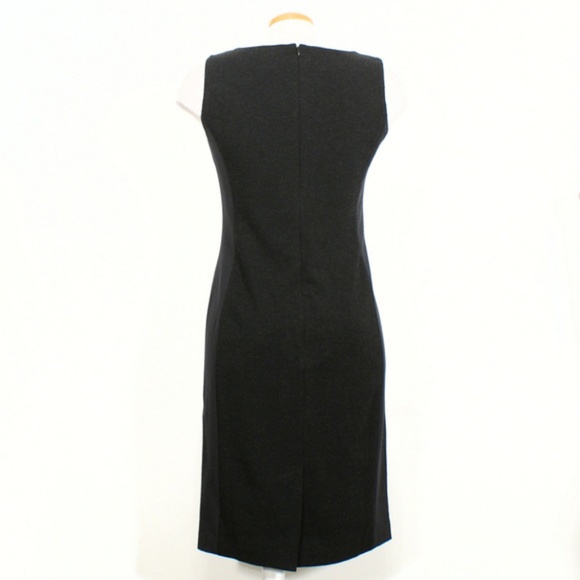 Eileen Fisher Black Gray Silk Sheath Dress 6 - Picture 2 of 8